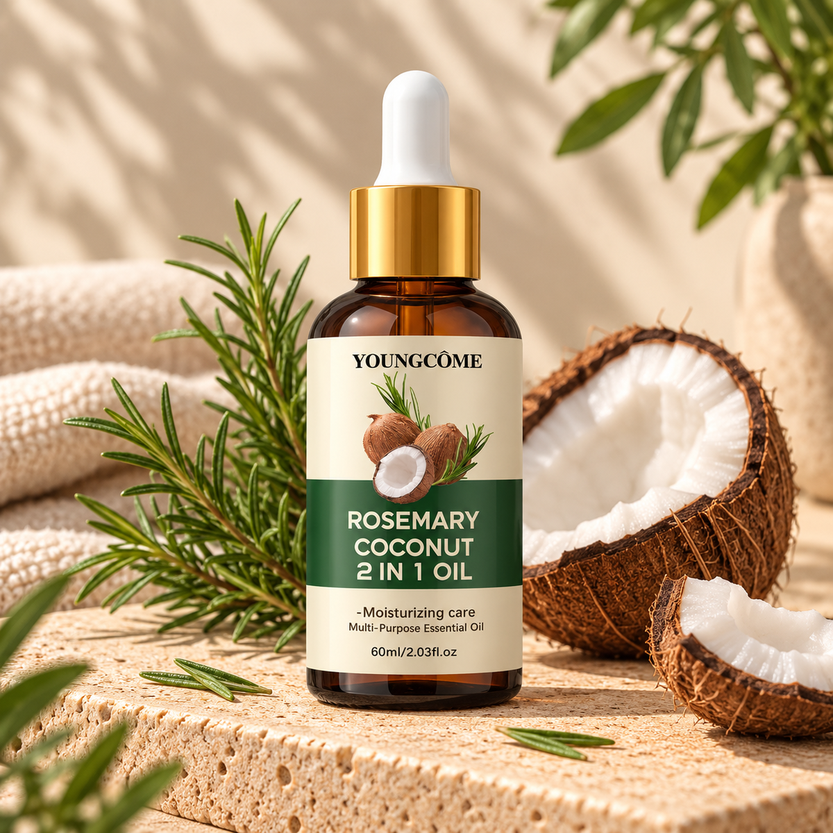 Huile capillaire romarin et coco Ambralya