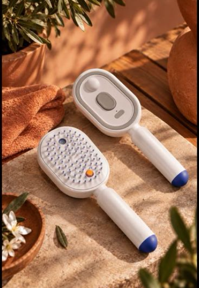 Brosse à brume démêlante sans fil Ambralya, picots souples et réservoir d'eau