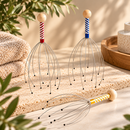 Masseur cuir chevelu octopus en inox Ambralya