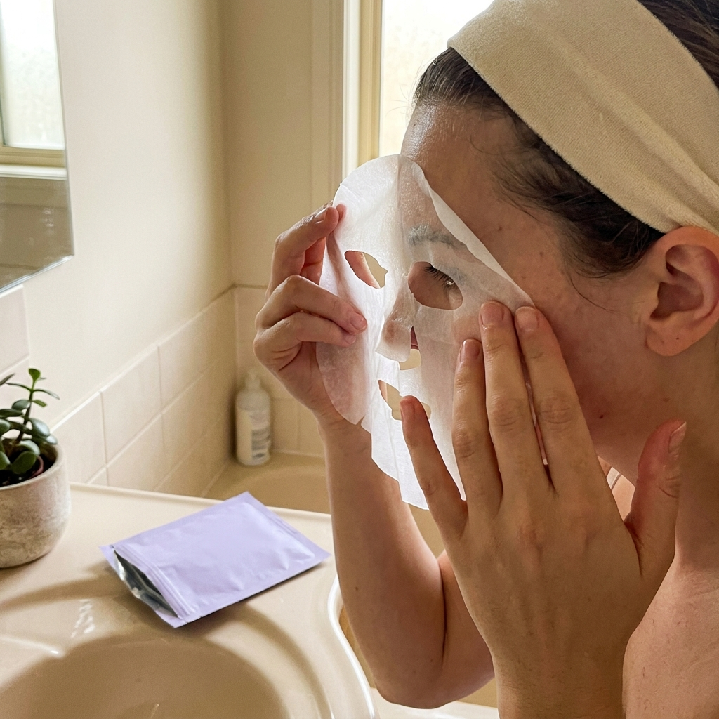Application du masque tissu essence