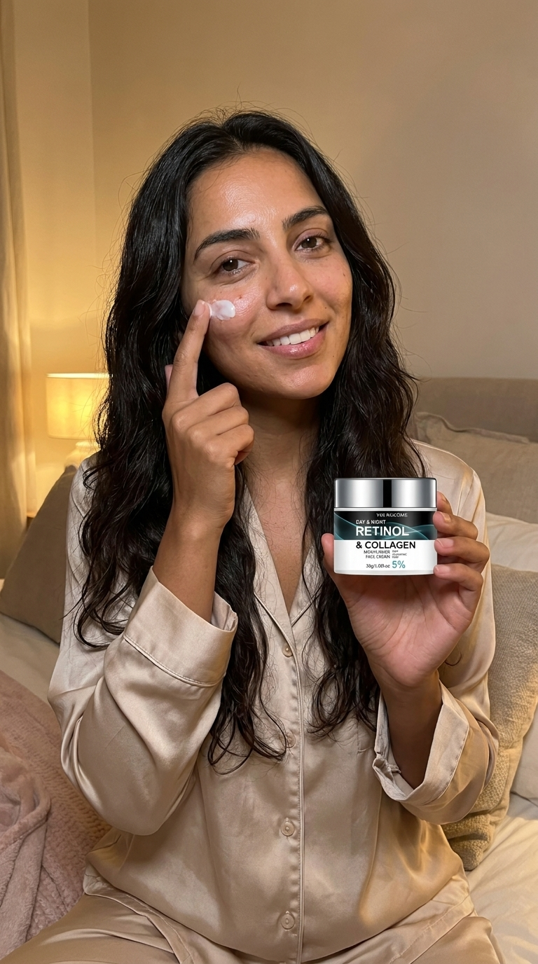 Application de la crème rétinol le soir